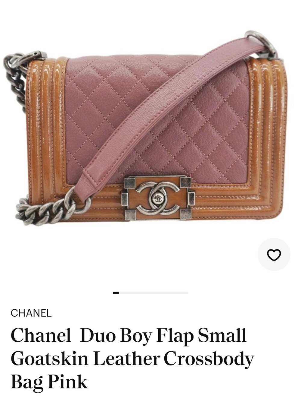 CHANEL Duo Boy Small Goatskin Crossbody in Pink and Tan